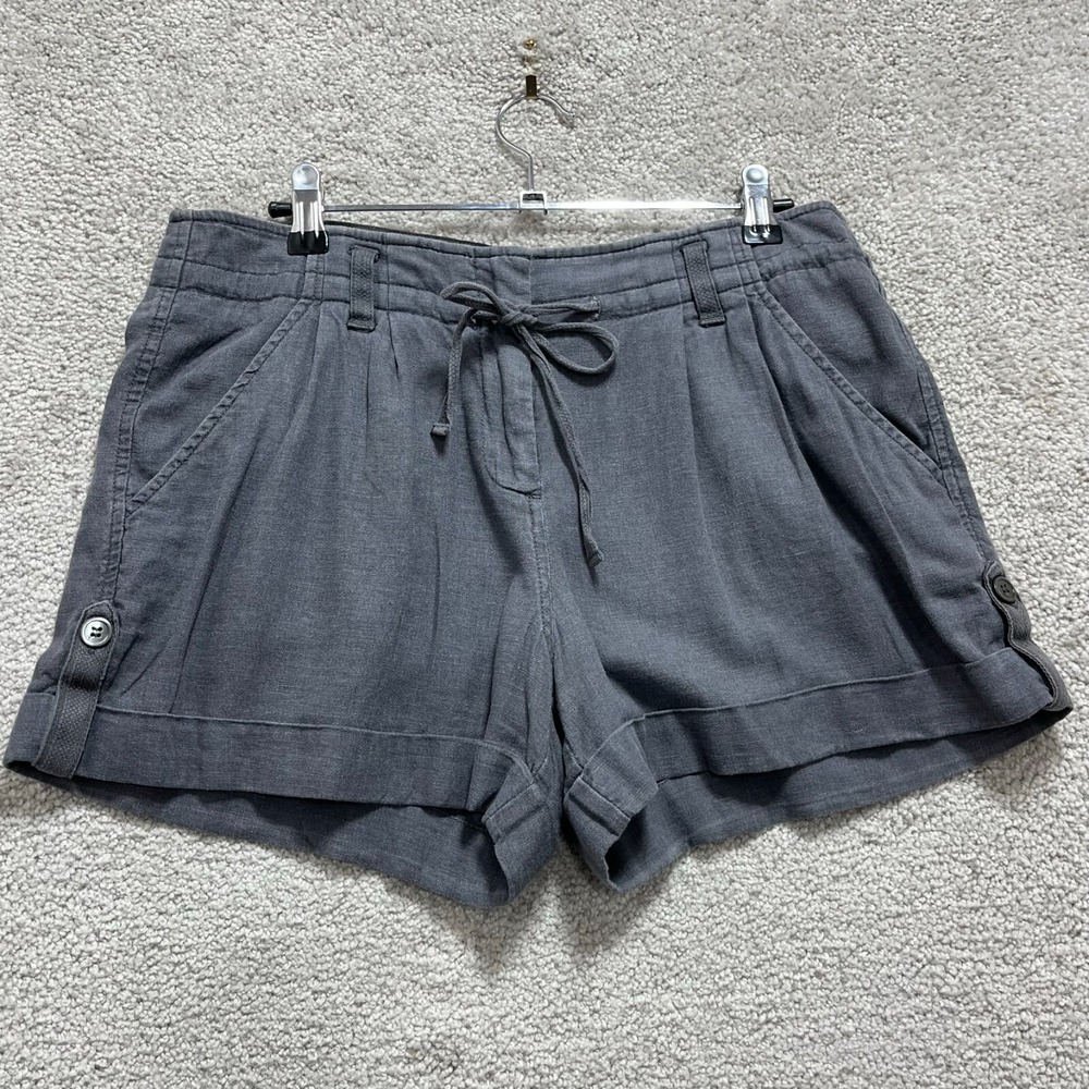 J. Crew Shorts Women's 4 Gray Linen Blend High‎ Rise Flat Front Slash Pocket